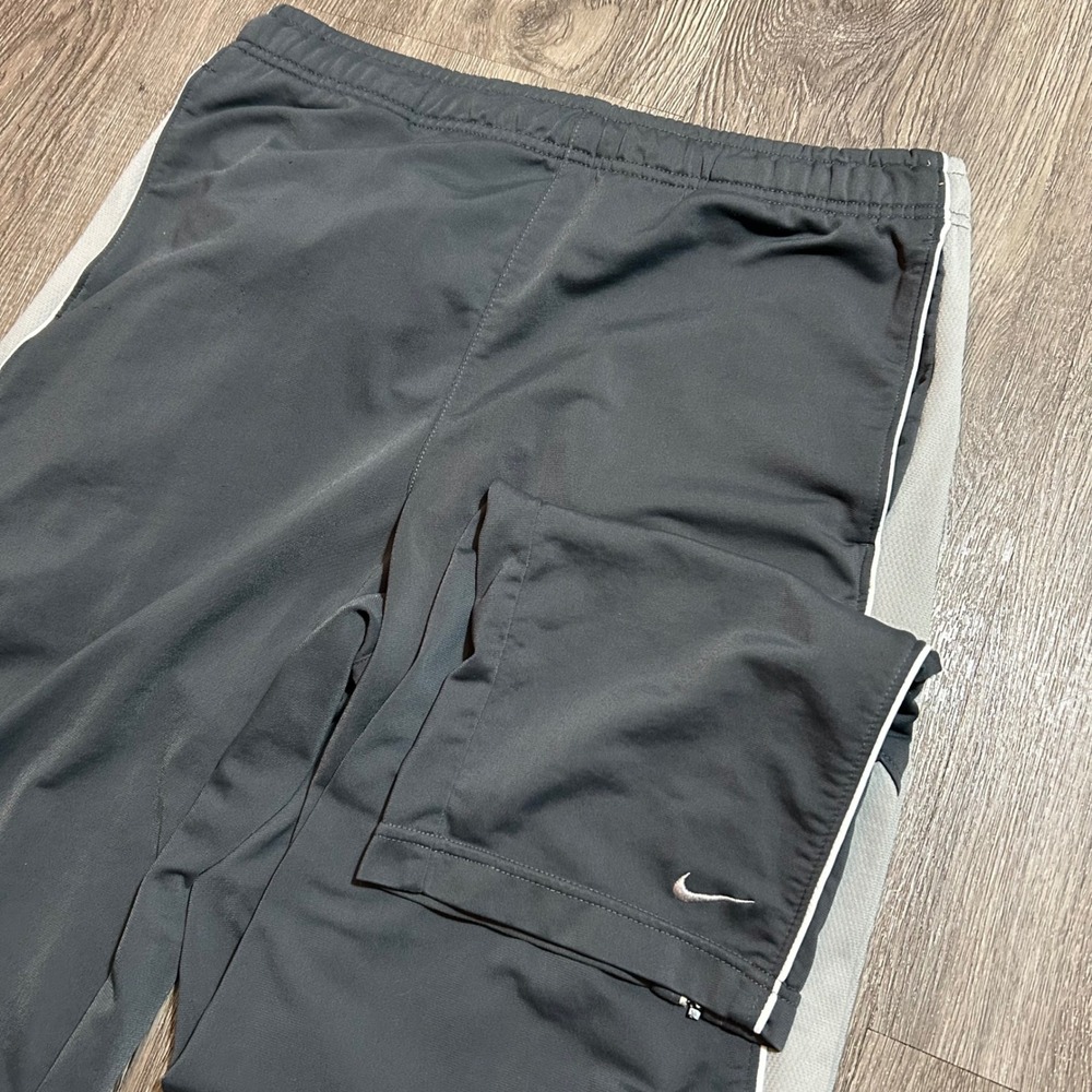 Vintage Nike Track Pants Size Large Grey Ankle Zip Sweatpants Y2K Drawstring